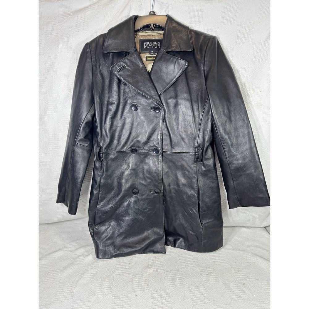 Wilsons Leather Pelle Studio Thinsulate Black Coat Jacket Size Large (see Pics)